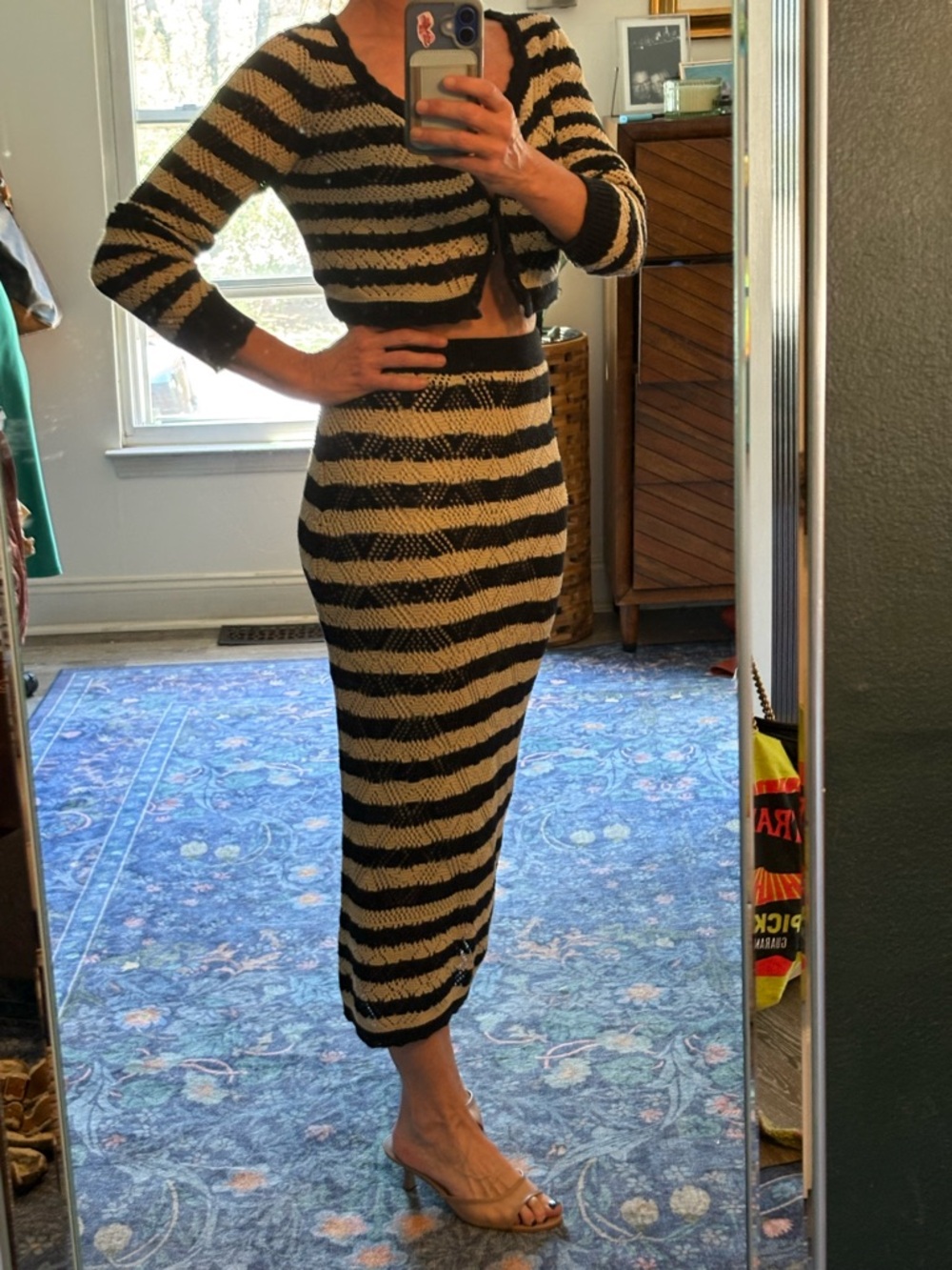 Freshman Black and Cream Striped Knit Set - Picture 7 of 7